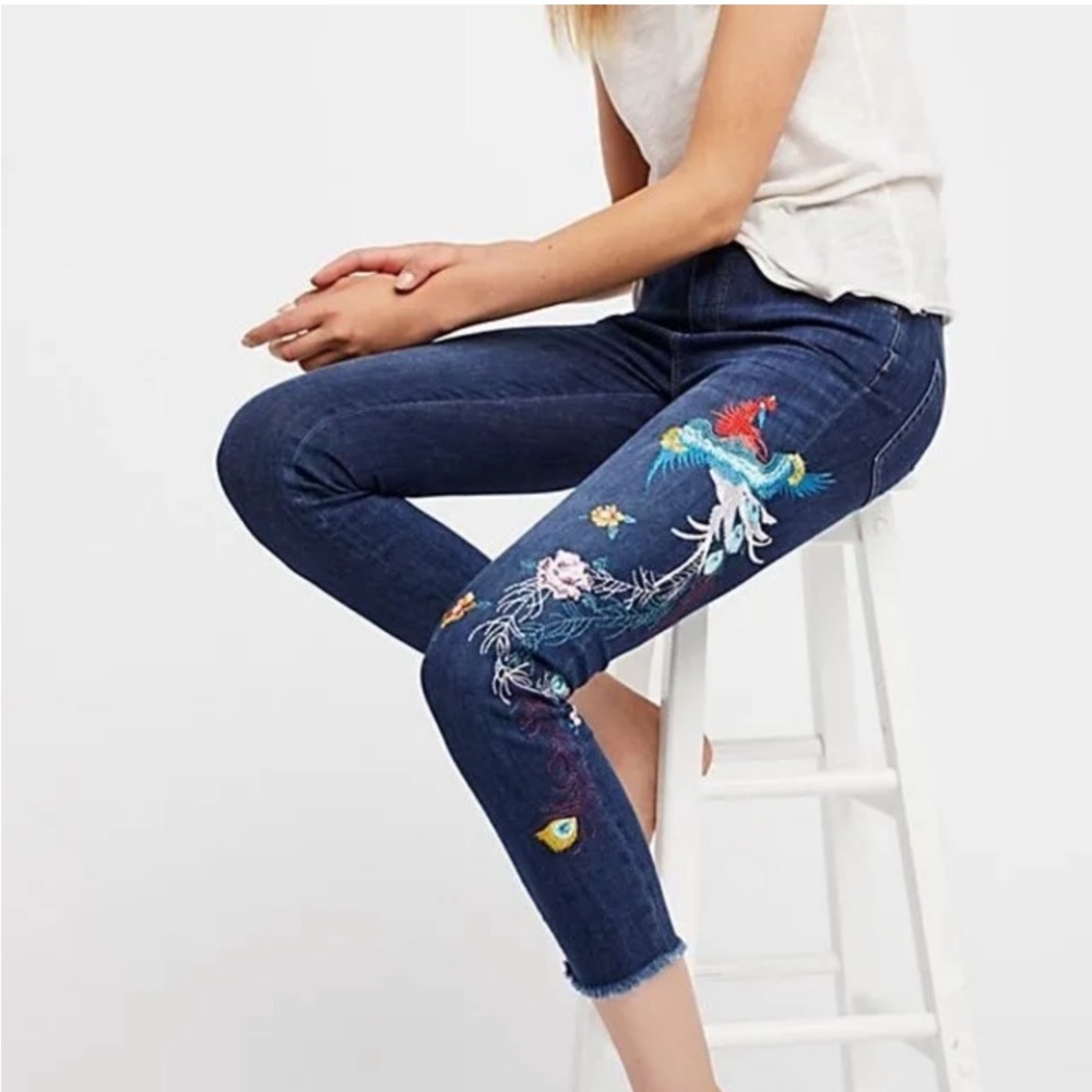 Free People size 28 Embroidered Jeans